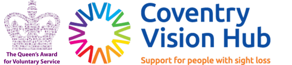 Coventry Vision Hub Logo with Queens Voluntary Award Logo